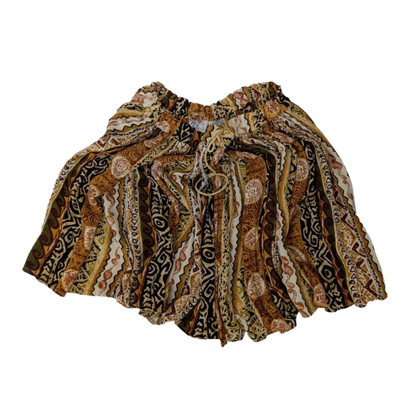 Abstract Mini Skirt Circle Indian Drawstring Mid Low High Rise Short Flowy - Picture 1 of 8